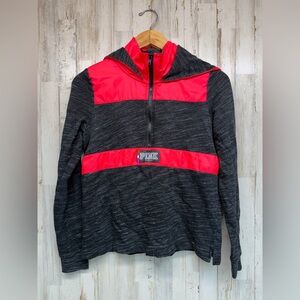 Victoria's Secret PINK Athletic Sweater Jacket  1/4 Zip Hooded Size XS Preppy